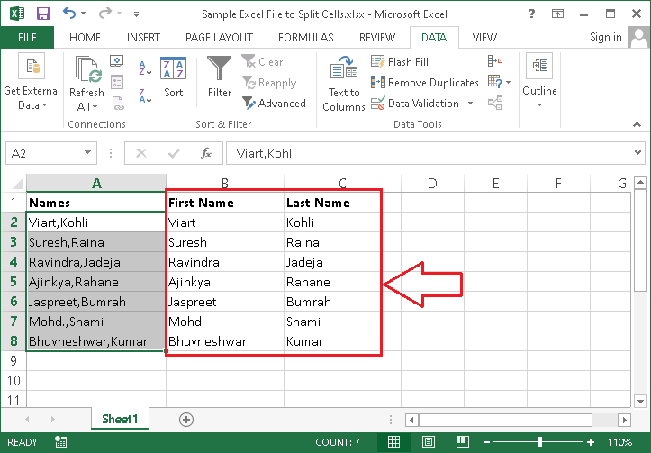 How To Split Cells In Excel Data Separation Free Online Tutorial Library