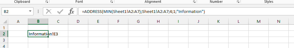 Address and Min Formula with Different Spreadsheet