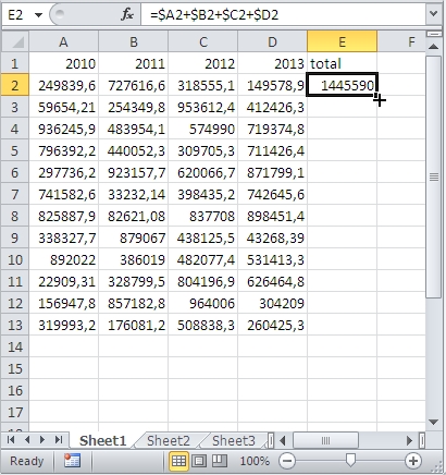 Copying Example Table