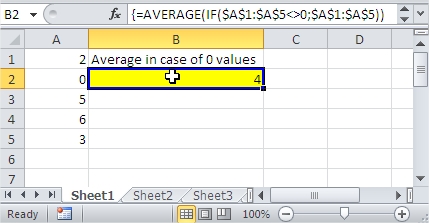 Excel Average zeros