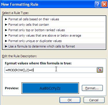 Excel Conditional Formatting Rule Formula