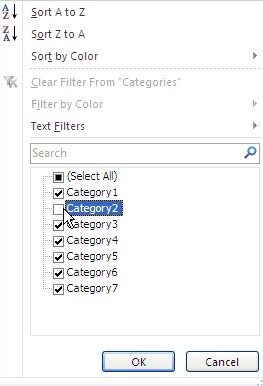 Filters Categories Filtering
