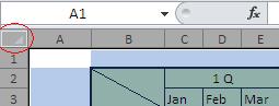 Excel format all rows and columns rectangle