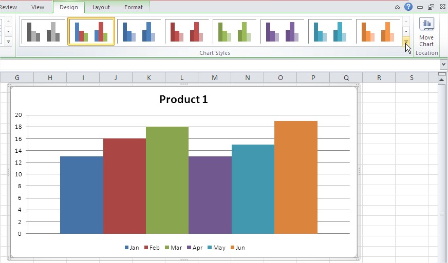 Excel format column chart styles