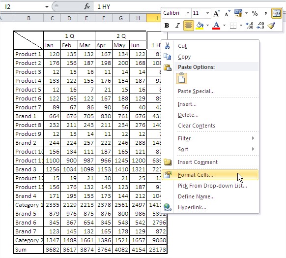 Excel format cells merge and center