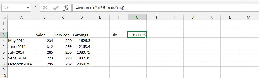Finding a Specific Value with Indirect Row Function
