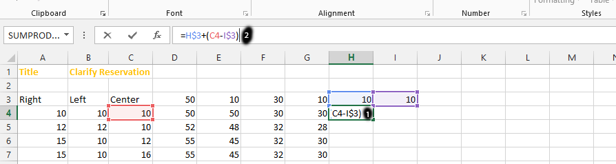 h column calculations