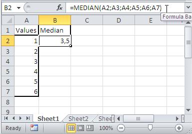 MEDIAN selected cells