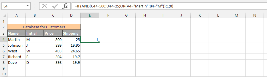 Using IF AND OR Function Simultaneously