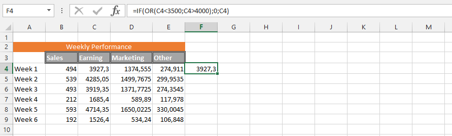 Using If and Or Function in Excel