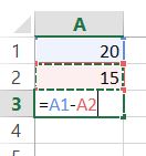 Excel how to substract