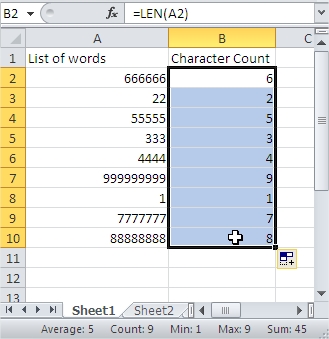 Sort Character Count Value