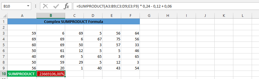 SUMPRODUCT and Percentage