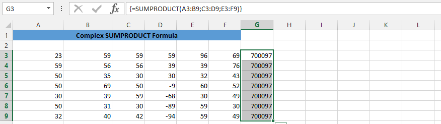 Sumproduct in Multiple Cells