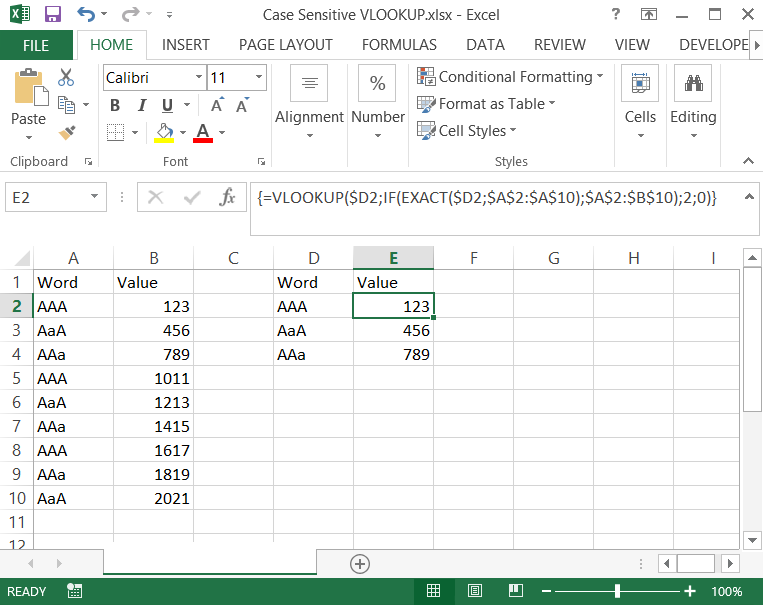 Excel VLOOKUP: Case-Sensitive Data Lookup | Free Online Tutorial Library