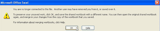 share workbook connection lost