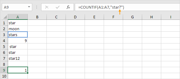 COUNTIF function, Question Mark