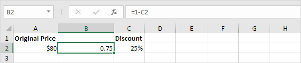 Subtract Percentage Discount From 1