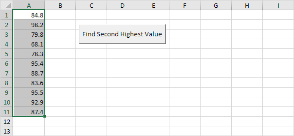 Find Second Highest Value in Excel VBA