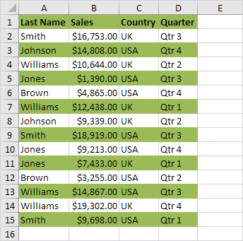 Shade Alternate Rows in Excel