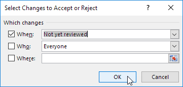 Select Changes to Accept or Reject