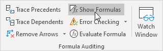 Click Show Formulas
