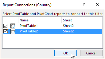 Connect Slicer to Pivot Table