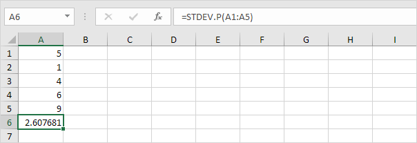 STDEV.P function in Excel