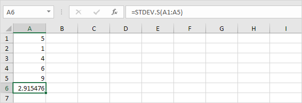 STDEV.S function in Excel