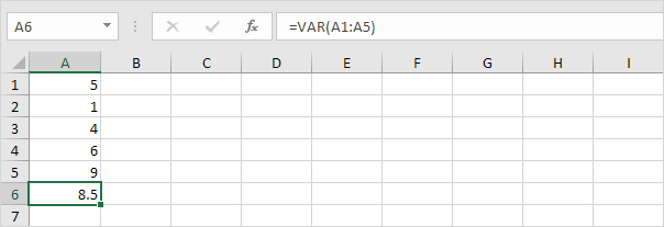VAR function in Excel