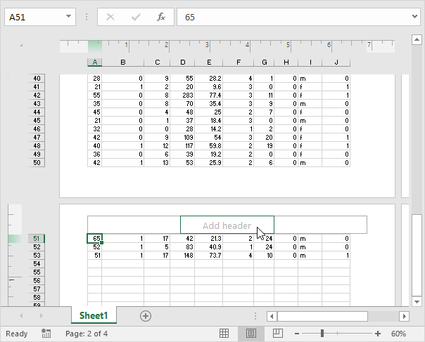 Page Layout View in Excel