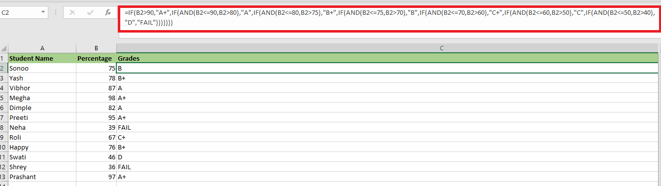 AND Function in Excel