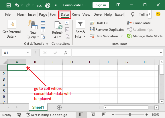 Consolidate data in Excel