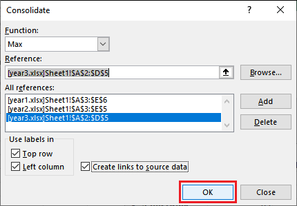 Consolidate data in Excel