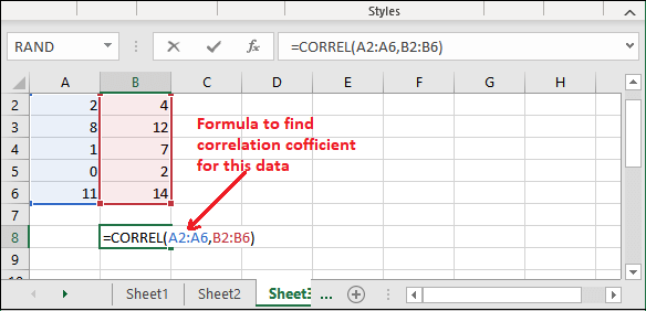 Correlation in Excel