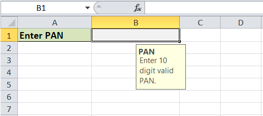 Data validation in Excel