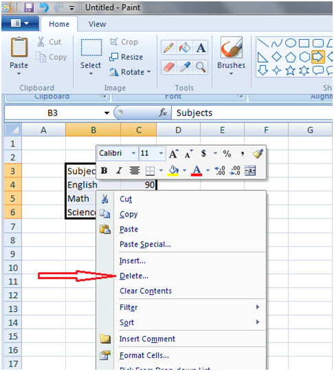 How to delete data in Excel