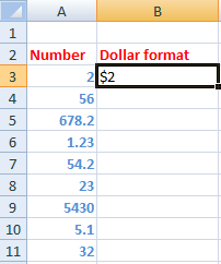 Dollar function in excel