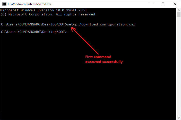 Download MS Office 2019 using command prompt