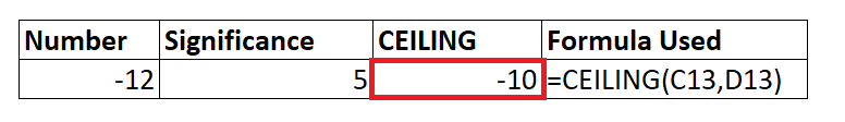 Excel CEILING Function