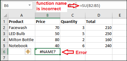 Excel errors