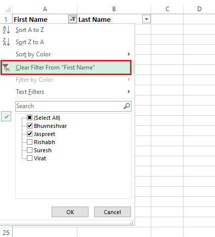 Excel Filter Shortcut