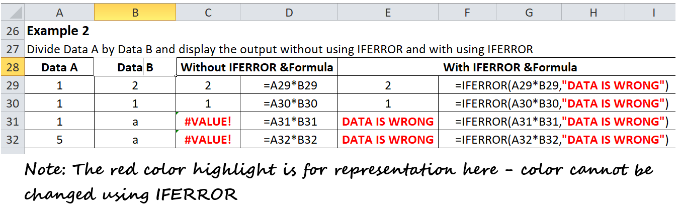 Excel IFERROR() function