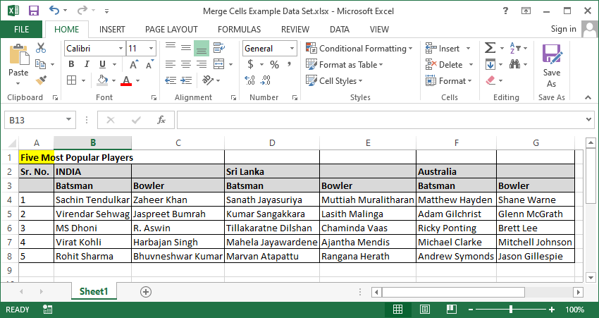 Excel Merge Cells Shortcut