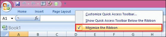 Ribbon and Tabs in Excel