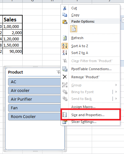 Excel Slicer