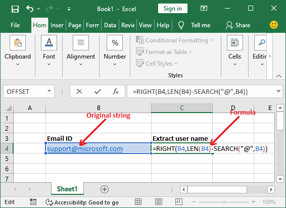 Excel Substring formula