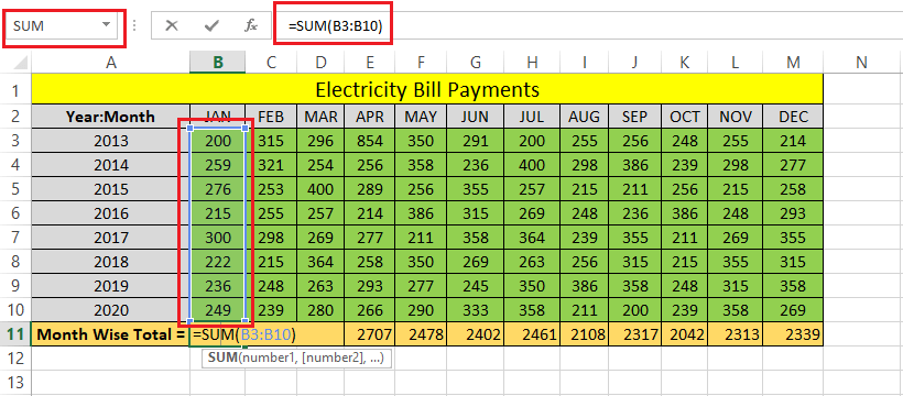 Excel Sum Shortcut