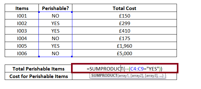 Excel SUMPRODUCT Function