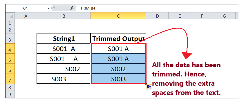 Excel TRIM Function